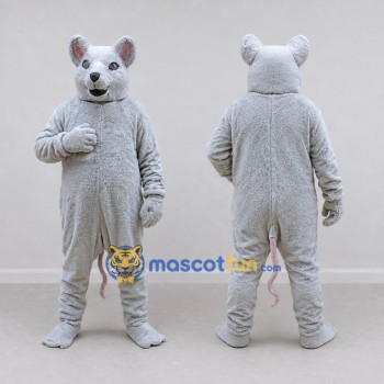Custom Light Gray Mouse Mascot Costume Adult Full Body Suit for Community Events