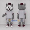 Custom Gray and Burgundy Cat in Sportswear Mascot Costume Adult Full Body Suit for Sports Events Custom Gray and Burgundy Cat in Sportswear Mascot Costume Adult Full Body Suit for Sports Events