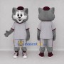 Custom Gray and Burgundy Cat in Sportswear Mascot Costume Adult Full Body Suit for Sports Events