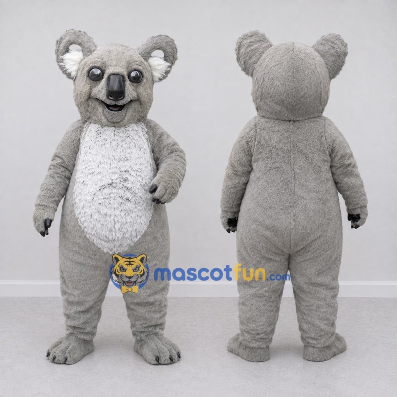 Custom Gray and White Koala Mascot Costume Adult Full Body Suit for Wildlife Events