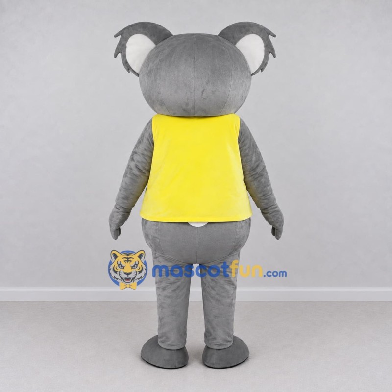 Custom Gray and Yellow Koala in a Star Shirt Mascot Costume Adult Full Body Suit for School Events Custom Gray and Yellow Koala in a Star Shirt Mascot Costume Adult Full Body Suit for School Events