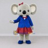 Custom Gray and Blue Koala in a School Uniform Mascot Costume Adult Full Body Suit for School Events