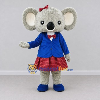 Custom Gray and Blue Koala in a School Uniform Mascot Costume Adult Full Body Suit for School Events Custom Gray and Blue Koala in a School Uniform Mascot Costume Adult Full Body Suit for School Events