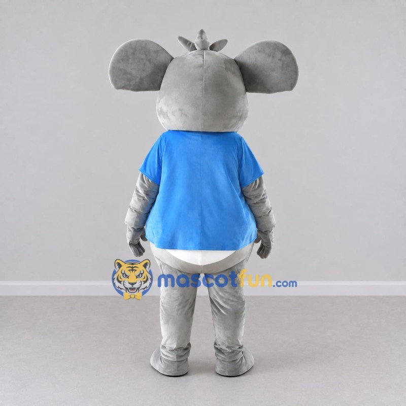 Custom Gray and Blue Koala in a T-Shirt Mascot Costume Adult Full Body Suit for School Events Custom Gray and Blue Koala in a T-Shirt Mascot Costume Adult Full Body Suit for School Events