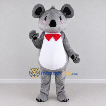 Custom Gray and White Koala with a Red Bow Tie Mascot Costume Adult Full Body Suit for Community Events Custom Gray and White Koala with a Red Bow Tie Mascot Costume Adult Full Body Suit for Community Events
