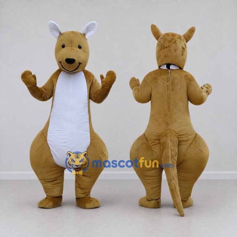 Custom Brown and White Kangaroo Mascot Costume Adult Full Body Suit for Wildlife Events Custom Brown and White Kangaroo Mascot Costume Adult Full Body Suit for Wildlife Events