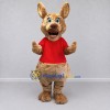 Custom Tan and Red Kangaroo Character in a T-Shirt Mascot Costume Adult Full Body Suit for Wildlife Events Custom Tan and Red Kangaroo Character in a T-Shirt Mascot Costume Adult Full Body Suit for Wildlife Events