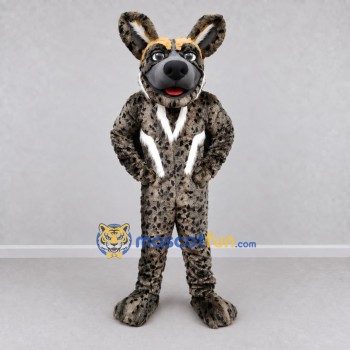 Custom Brown and Black Spotted Canine Character Mascot Costume Adult Full Body Suit for Wildlife Events