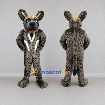 Custom Brown and Black Spotted Canine Character Mascot Costume Adult Full Body Suit for Wildlife Events