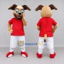 Custom Tan and Red Dog in Sportswear Mascot Costume Adult Full Body Suit for Sports Events