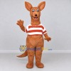 Custom Brown and White Kangaroo in a Striped Shirt Mascot Costume Adult Full Body Suit for School Events Custom Brown and White Kangaroo in a Striped Shirt Mascot Costume Adult Full Body Suit for School Events