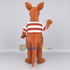 Custom Brown and White Kangaroo in a Striped Shirt Mascot Costume Adult Full Body Suit for School Events Custom Brown and White Kangaroo in a Striped Shirt Mascot Costume Adult Full Body Suit for School Events