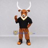 Custom Brown and Black Deer in Sportswear Mascot Costume Adult Full Body Suit for Sports Events Custom Brown and Black Deer in Sportswear Mascot Costume Adult Full Body Suit for Sports Events