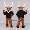 Custom Brown and Black Deer in Sportswear Mascot Costume Adult Full Body Suit for Sports Events Custom Brown and Black Deer in Sportswear Mascot Costume Adult Full Body Suit for Sports Events
