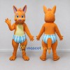 Custom Orange and Blue Kangaroo in Striped Shorts Mascot Costume Adult Full Body Suit for School Events Custom Orange and Blue Kangaroo in Striped Shorts Mascot Costume Adult Full Body Suit for School Events