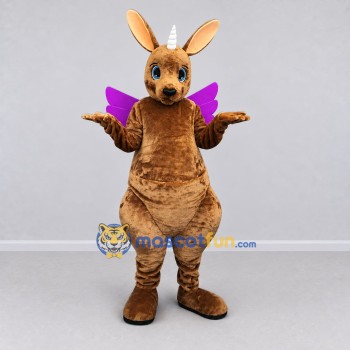 Custom Brown and Purple Winged Unicorn Kangaroo Mascot Costume Adult Full Body Suit for Theme Parties Custom Brown and Purple Winged Unicorn Kangaroo Mascot Costume Adult Full Body Suit for Theme Parties