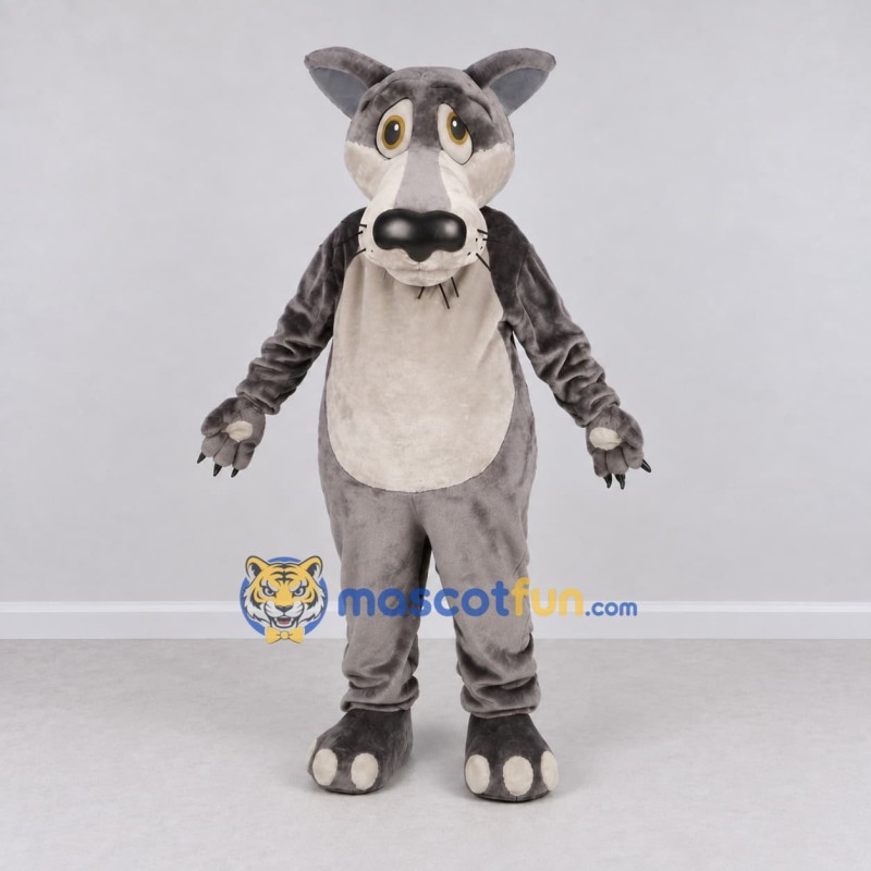 Custom Gray and White Dog Mascot Costume Adult Full Body Suit for Community Events