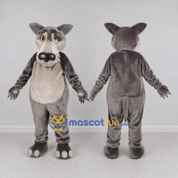 Custom Gray and White Dog Mascot Costume Adult Full Body Suit for Community Events
