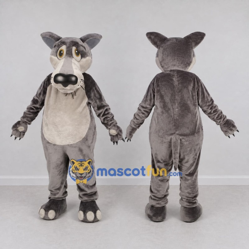 Custom Gray and White Dog Mascot Costume Adult Full Body Suit for Community Events