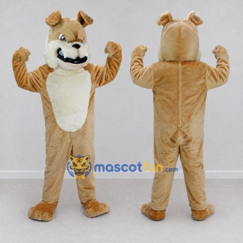 Custom Tan and White Bulldog Mascot Costume Adult Full Body Suit for Sports Events