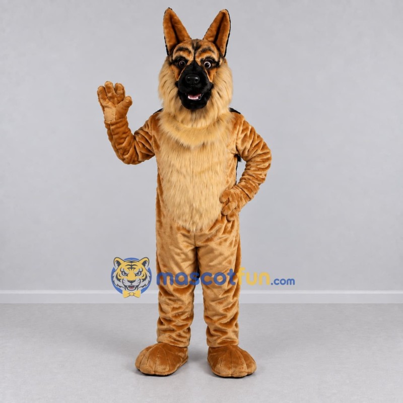 Custom Tan and Black German Shepherd Dog Mascot Costume Adult Full Body Suit for Sports Events