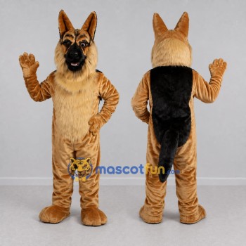 Custom Tan and Black German Shepherd Dog Mascot Costume Adult Full Body Suit for Sports Events