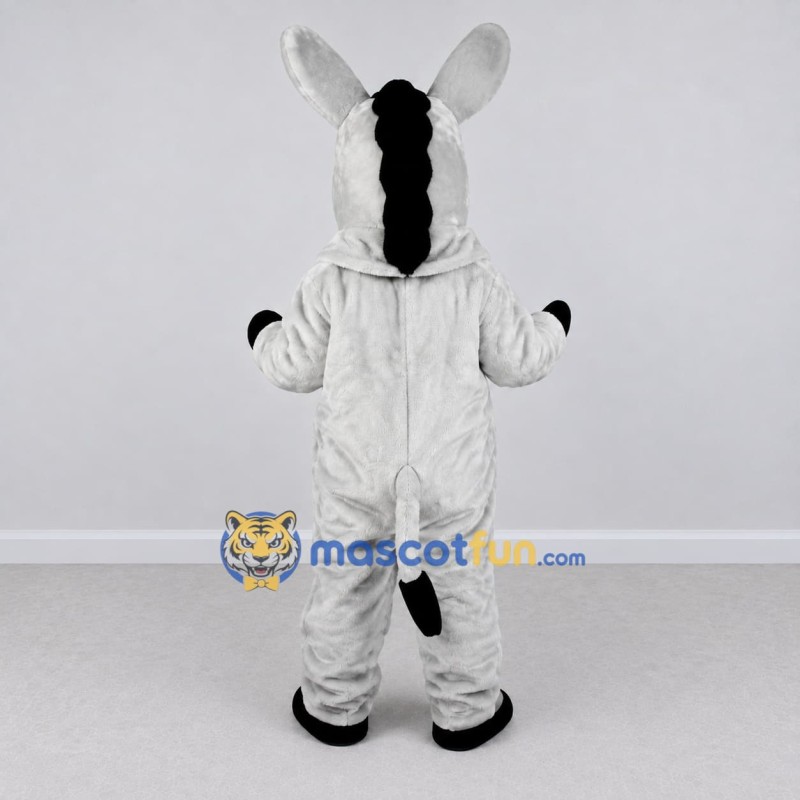 Custom Gray and White Donkey Mascot Costume Adult Full Body Suit for Farm Events