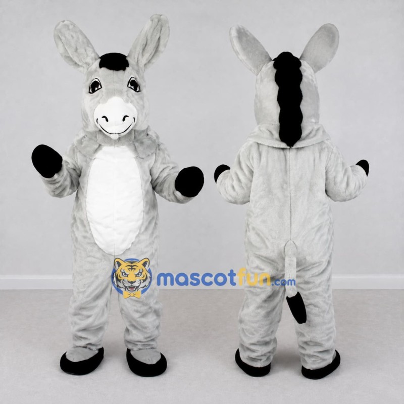 Custom Gray and White Donkey Mascot Costume Adult Full Body Suit for Farm Events