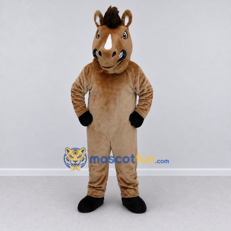 Custom Brown and Black Horse Mascot Costume Adult Full Body Suit for Farm Events