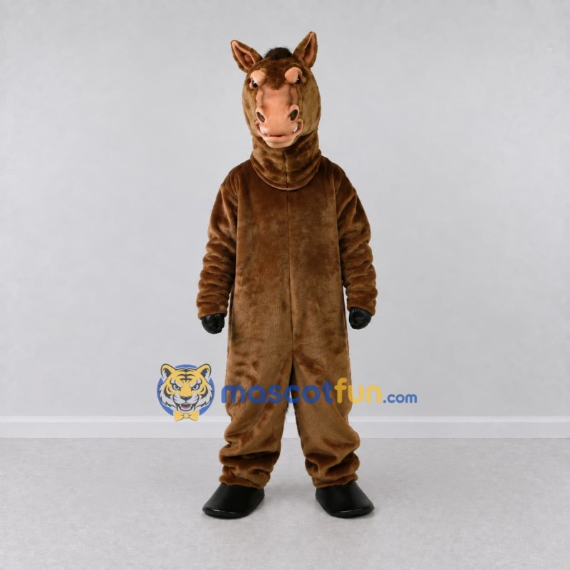 Custom Brown and Black Horse Mascot Costume Adult Full Body Suit for Farm Events Custom Brown and Black Horse Mascot Costume Adult Full Body Suit for Farm Events