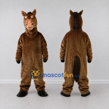 Custom Brown and Black Horse Mascot Costume Adult Full Body Suit for Farm Events