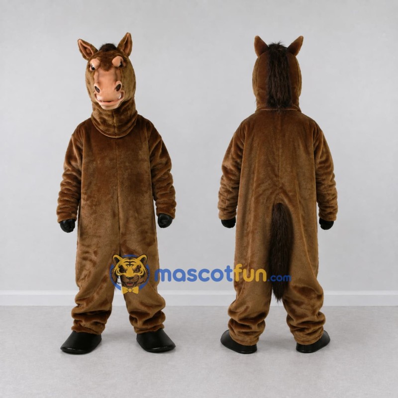 Custom Brown and Black Horse Mascot Costume Adult Full Body Suit for Farm Events Custom Brown and Black Horse Mascot Costume Adult Full Body Suit for Farm Events