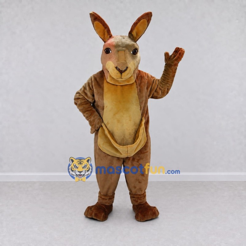 Custom Brown and Tan Kangaroo Mascot Costume Adult Full Body Suit for Wildlife Events Custom Brown and Tan Kangaroo Mascot Costume Adult Full Body Suit for Wildlife Events