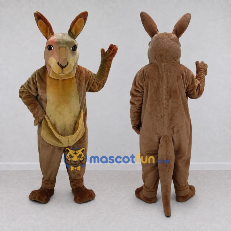Custom Brown and Tan Kangaroo Mascot Costume Adult Full Body Suit for Wildlife Events Custom Brown and Tan Kangaroo Mascot Costume Adult Full Body Suit for Wildlife Events