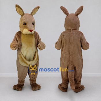 Custom Brown and Cream Kangaroo Mascot Costume Adult Full Body Suit for Wildlife Events