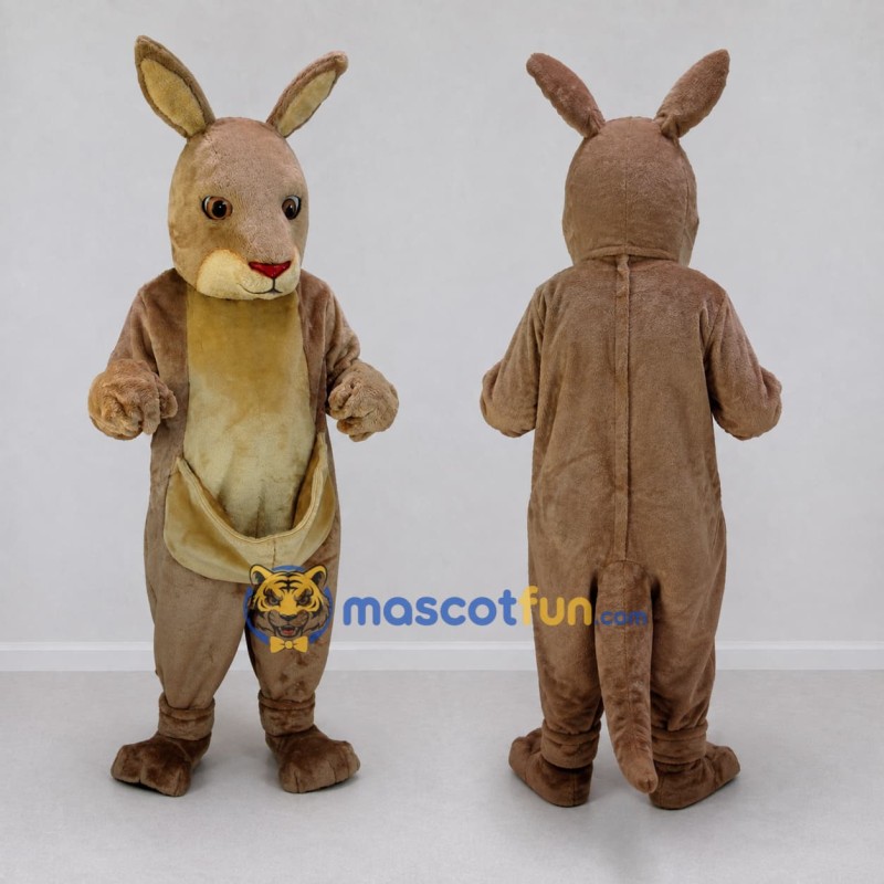 Custom Brown and Cream Kangaroo Mascot Costume Adult Full Body Suit for Wildlife Events Custom Brown and Cream Kangaroo Mascot Costume Adult Full Body Suit for Wildlife Events