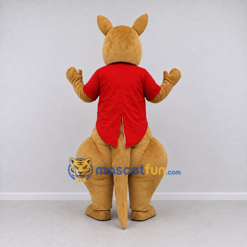 Custom Brown and Red Kangaroo in a Tailcoat Mascot Costume Adult Full Body Suit for Theme Parties Custom Brown and Red Kangaroo in a Tailcoat Mascot Costume Adult Full Body Suit for Theme Parties