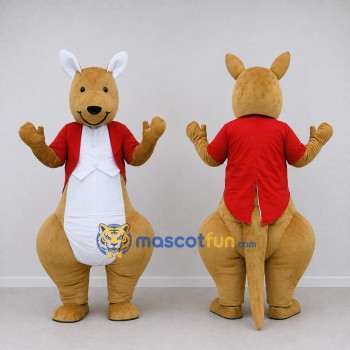Custom Brown and Red Kangaroo in a Tailcoat Mascot Costume Adult Full Body Suit for Theme Parties