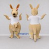 Custom Cream and White Kangaroo with a Joey in a T-Shirt Mascot Costume Adult Full Body Suit for Wildlife Events Custom Cream and White Kangaroo with a Joey in a T-Shirt Mascot Costume Adult Full Body Suit for Wildlife Events