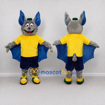 Custom Gray and Blue Bat in Sportswear Mascot Costume Adult Full Body Suit for Sports Events