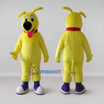 Custom Yellow and Purple Dog Character Mascot Costume Adult Full Body Suit for School Events
