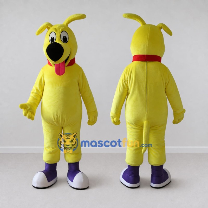 Custom Yellow and Purple Dog Character Mascot Costume Adult Full Body Suit for School Events Custom Yellow and Purple Dog Character Mascot Costume Adult Full Body Suit for School Events