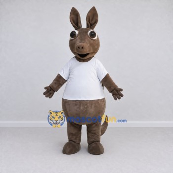 Custom Gray and White Kangaroo in a T-Shirt Mascot Costume Adult Full Body Suit for Wildlife Events