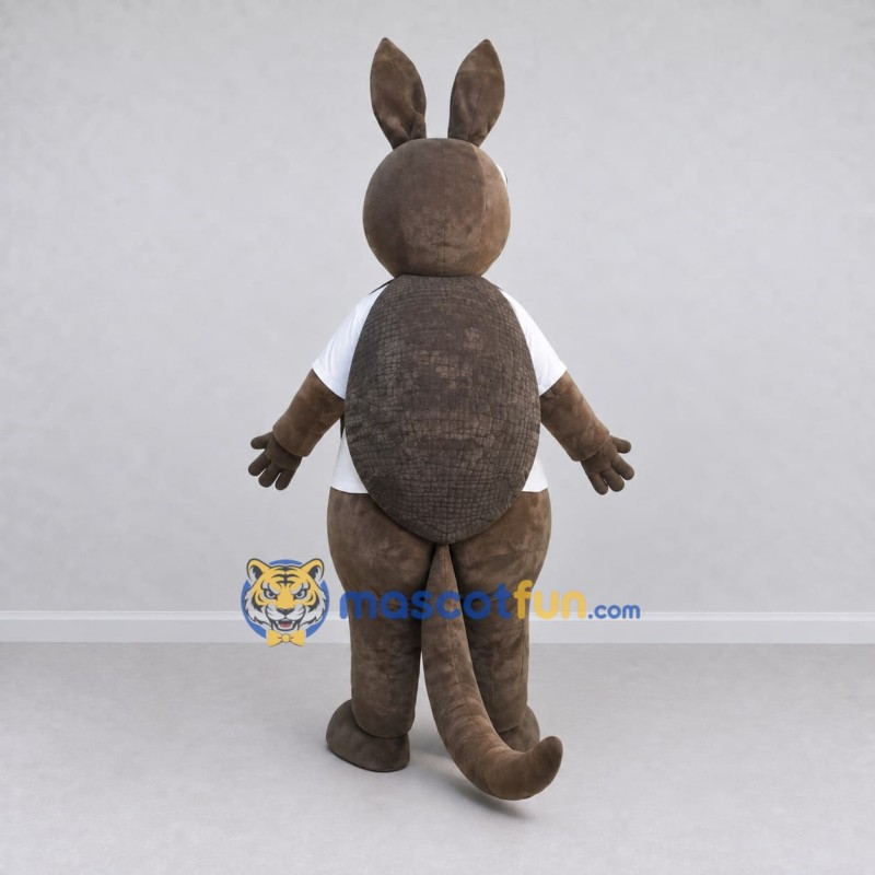 Custom Gray and White Kangaroo in a T-Shirt Mascot Costume Adult Full Body Suit for Wildlife Events Custom Gray and White Kangaroo in a T-Shirt Mascot Costume Adult Full Body Suit for Wildlife Events