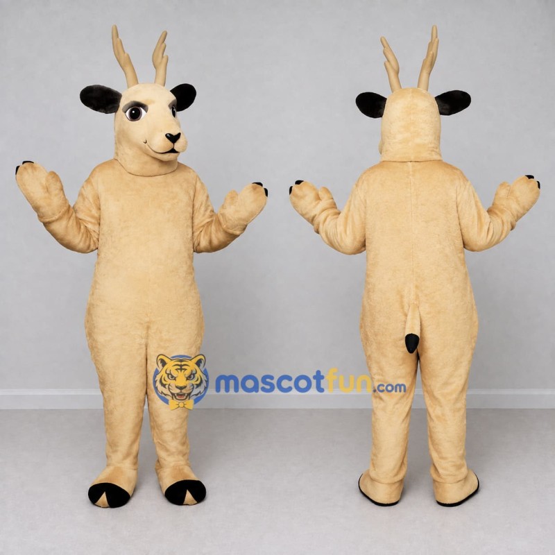 Custom Cream and Black Antelope Character Mascot Costume Adult Full Body Suit for Wildlife Events Custom Cream and Black Antelope Character Mascot Costume Adult Full Body Suit for Wildlife Events