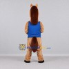 Custom Tan and Blue Horse in a Sleeveless Shirt Mascot Costume Adult Full Body Suit for Sports Events