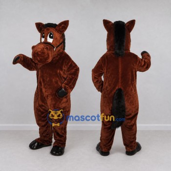 Custom Dark Brown and Black Horse with a Bridle Mascot Costume Adult Full Body Suit for Farm Events