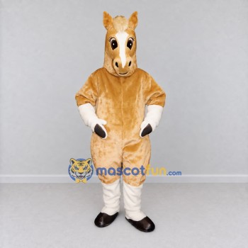 Custom Golden Tan and White Horse Mascot Costume Adult Full Body Suit for Farm Events