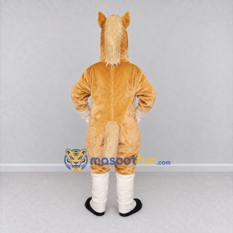 Custom Golden Tan and White Horse Mascot Costume Adult Full Body Suit for Farm Events Custom Golden Tan and White Horse Mascot Costume Adult Full Body Suit for Farm Events