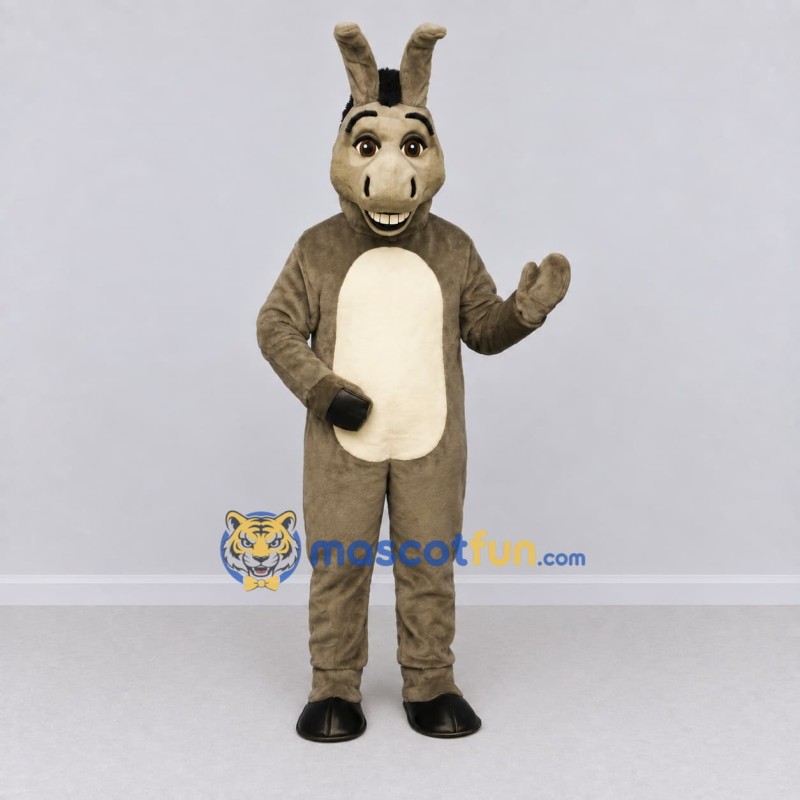 Custom Gray and Cream Donkey Mascot Costume Adult Full Body Suit for Farm Events Custom Gray and Cream Donkey Mascot Costume Adult Full Body Suit for Farm Events